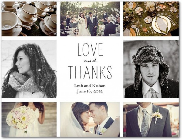 Memorable styled wedding thank you postcard
