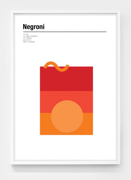 Minimalistyczny plakat koktajlu Negroni