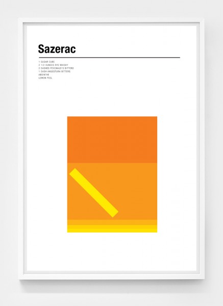 Cartel minimalista de cócteles Sazerac