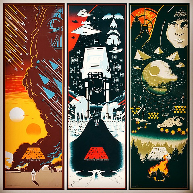 Posters da trilogia original de Star Wars por Eric Tan
