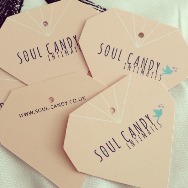 Lingerie swing tags printed for Soul Candy Intimates