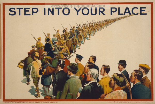 pósteres "step into your place print in the trenches ww1