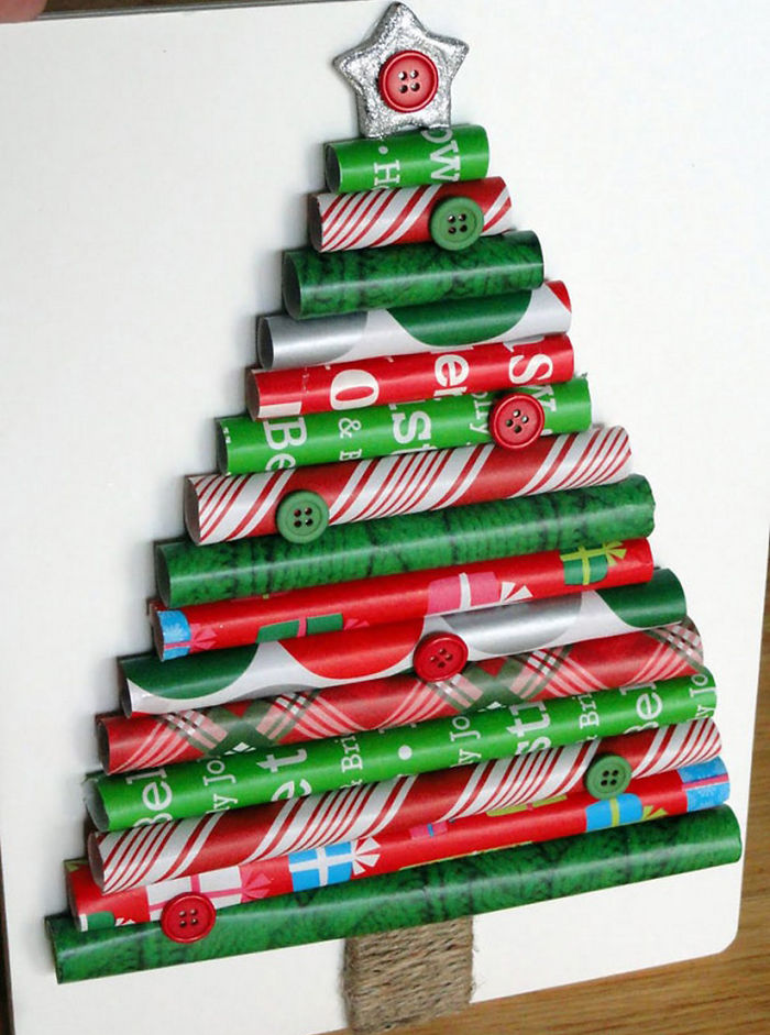 diy christmas trees made of wrapping paper
