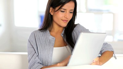 woman using tablet computer