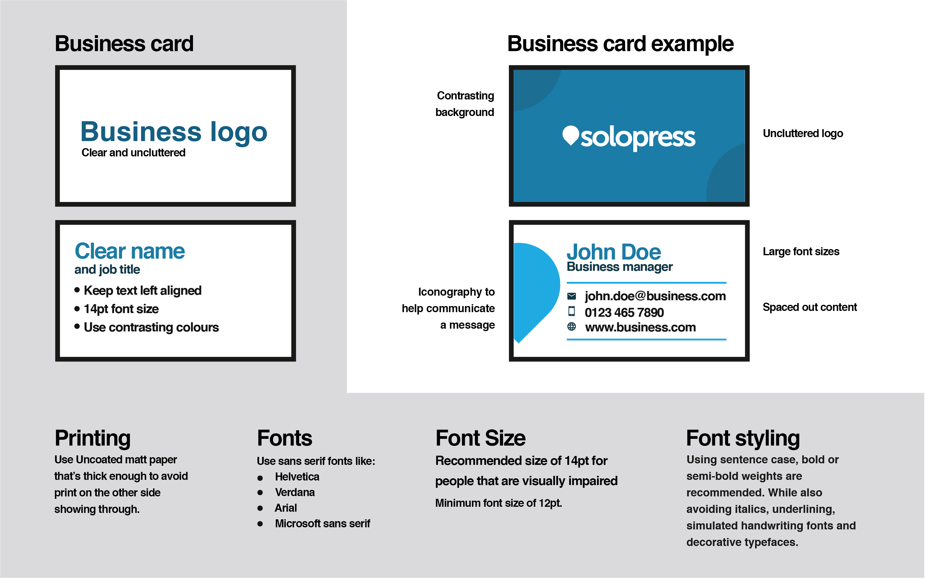 Solopress Business Card Accessibility Guidelines