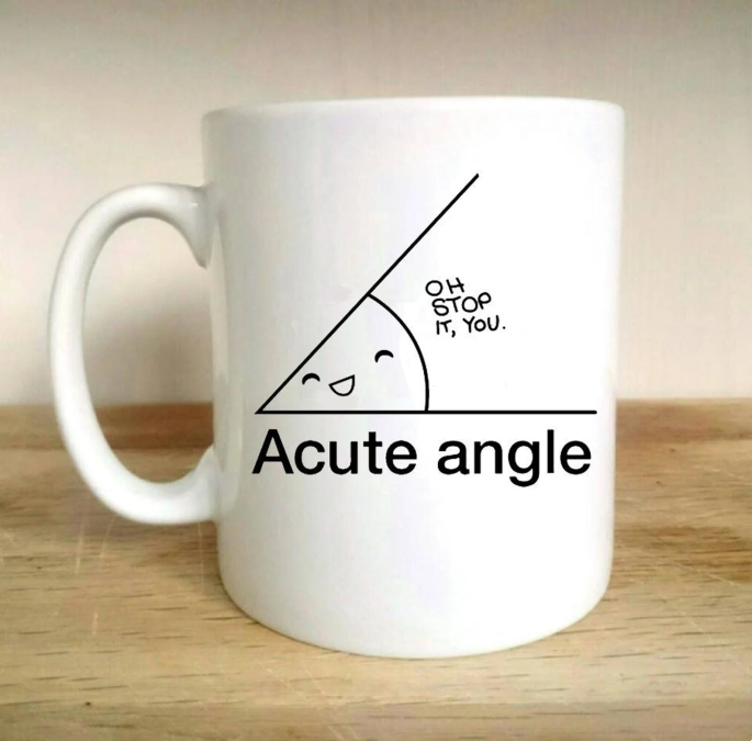 Acute angle printed mug
